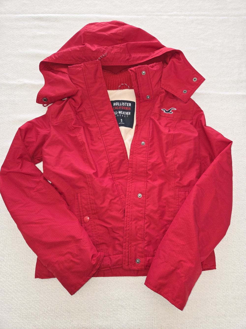 Hollister Bright Red Hooded All Weather Jacket